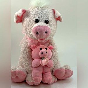 Plush Pigs Mama And Baby Farmyard White Pink Cuddles